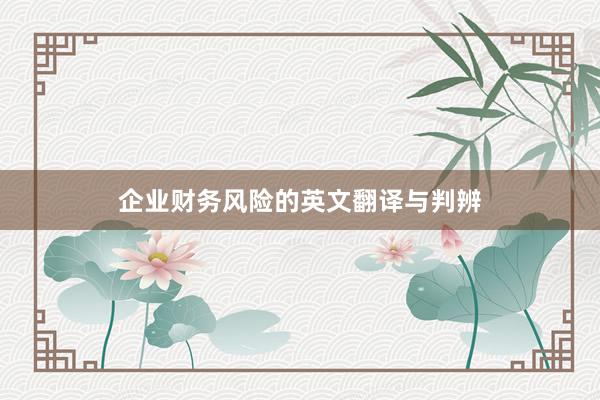 企业财务风险的英文翻译与判辨